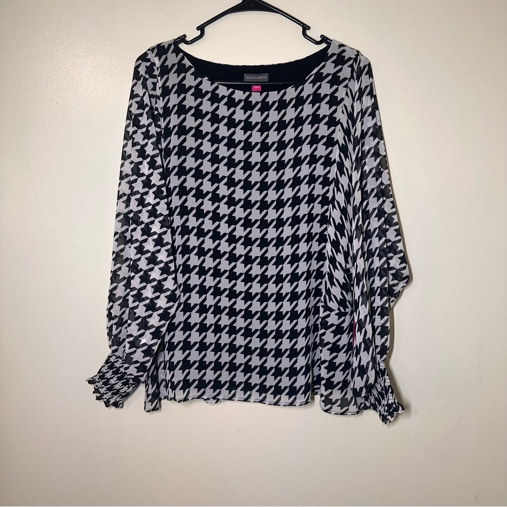 Vince Camuto Black and White‎ Houndstooth Blouse